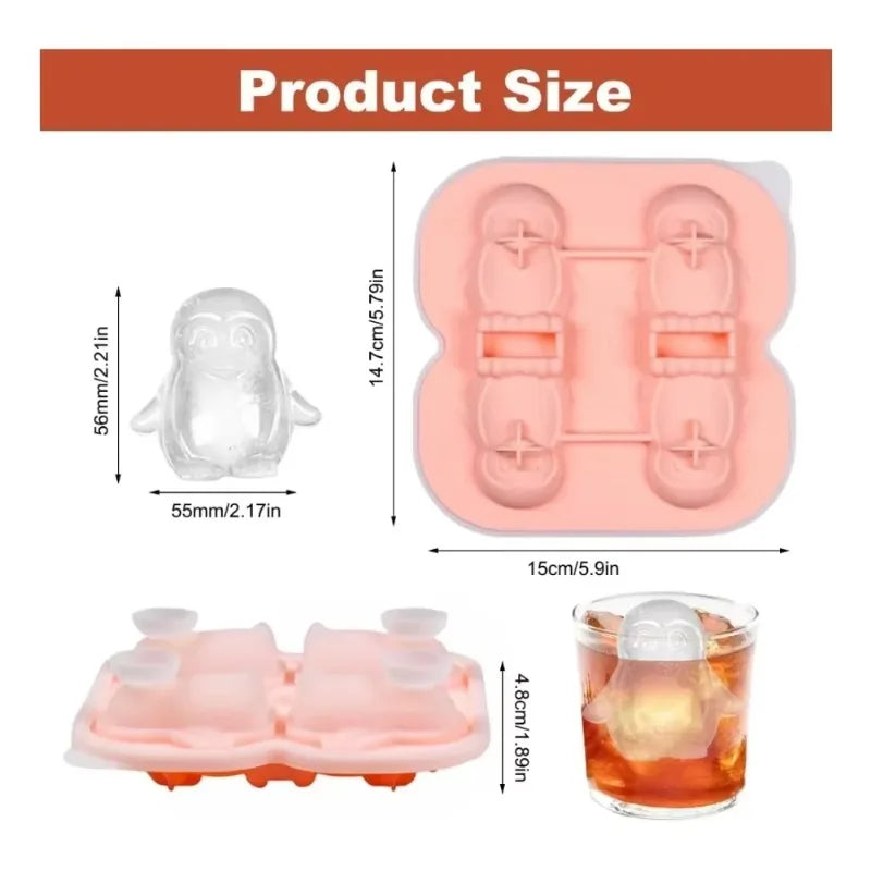 KEMORELA Penguin Silicone Ice Cube Tray with Lid | BPA-Free