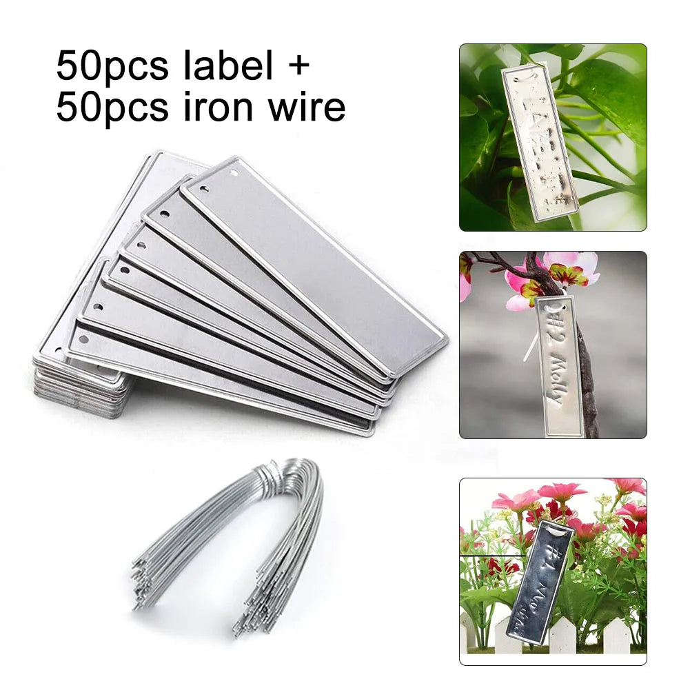 50pcs Aluminum Plant Labels – Waterproof Double-Sided Garden Tags
