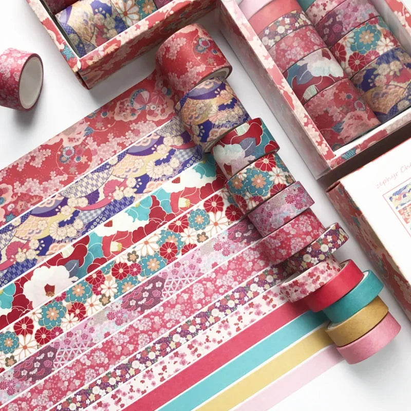 12-Piece Vintage Washi Tape Set – Japanese Kawaii Masking Tape