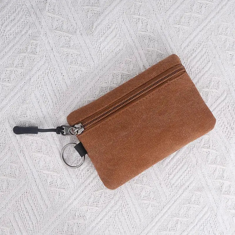 Canvas Mini Coin Wallet – Zipper Purse & Card Holder
