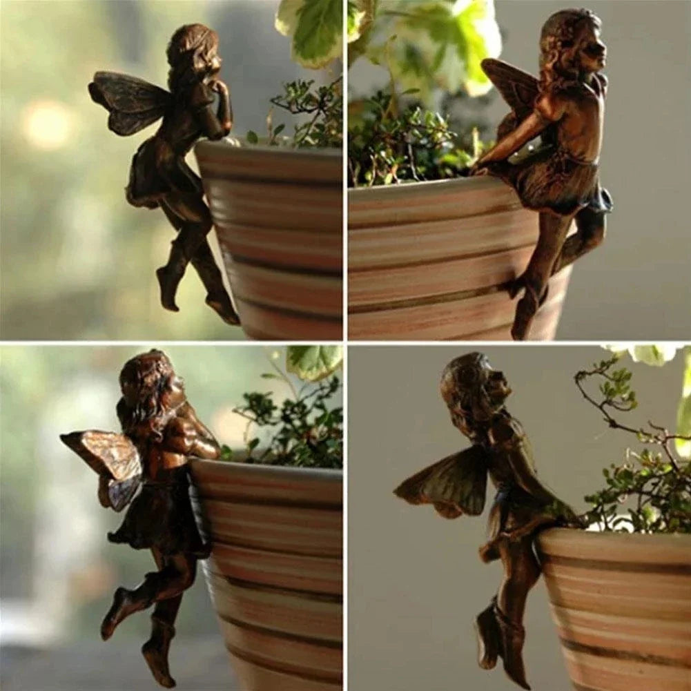 Fairy Angel Pot Hugger Resin Figurine – Garden Cup Hanger