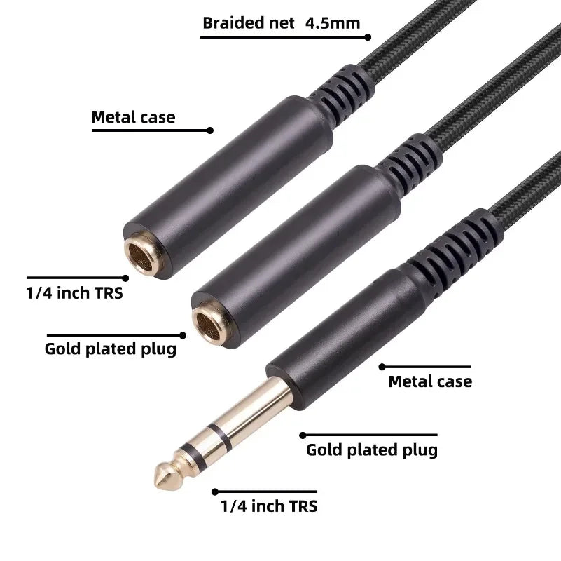 Dual Female Audio Cable Y Splitter 1 Male 2 Earphone Headset