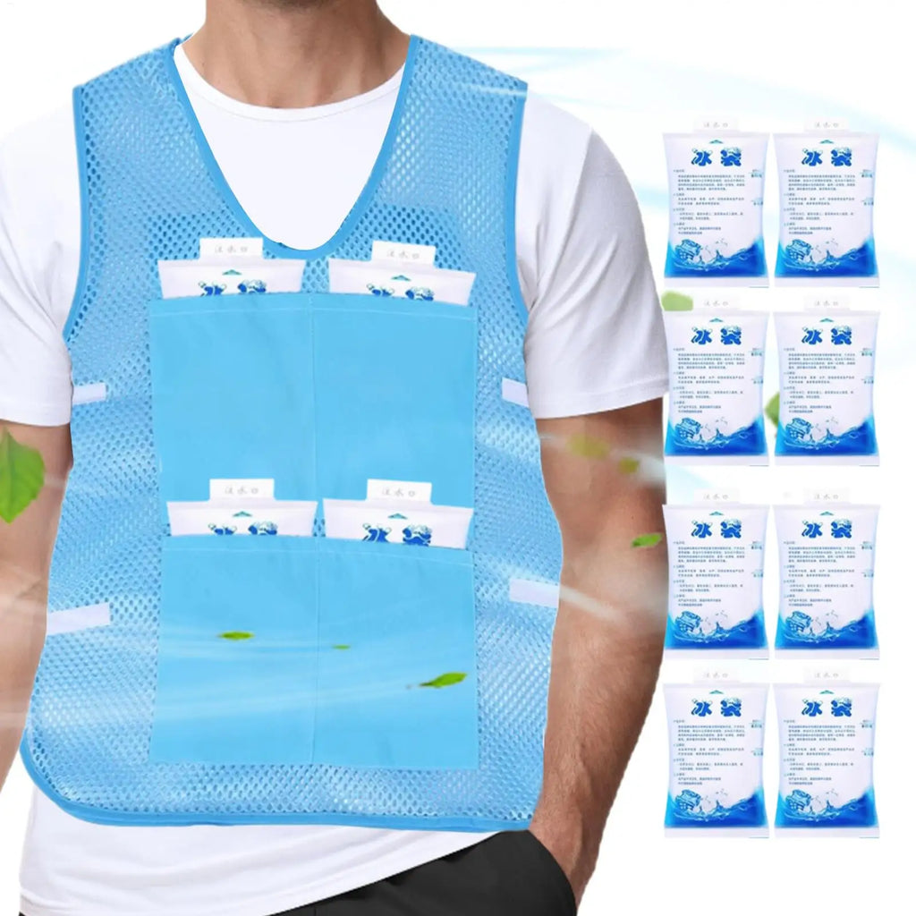 Ice Cooling Vest with 8 Ice Packs – Outdoor Work & Sports