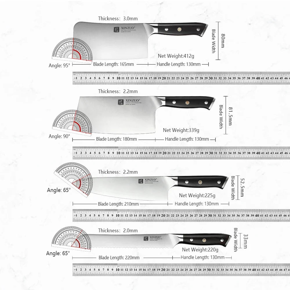 XINZUO Yu 8-Piece Knife Set | 1.4116 Steel & Ebony Handle