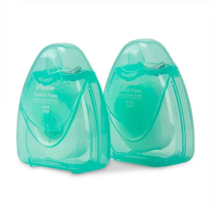 Portable 50m Waxed Dental Floss with Travel Case | Oral Care
