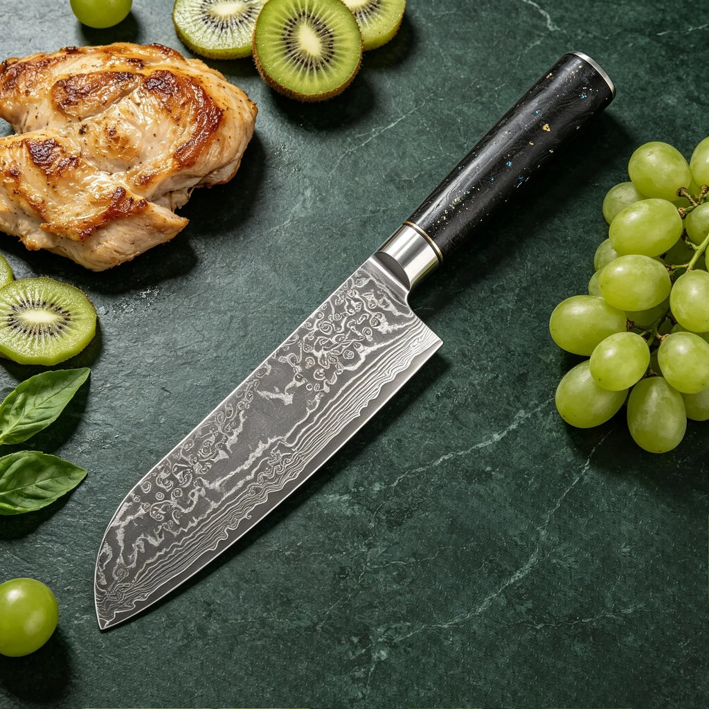 Damascus Steel 67-Layer Santoku Chef Knife – Sharp & Durable