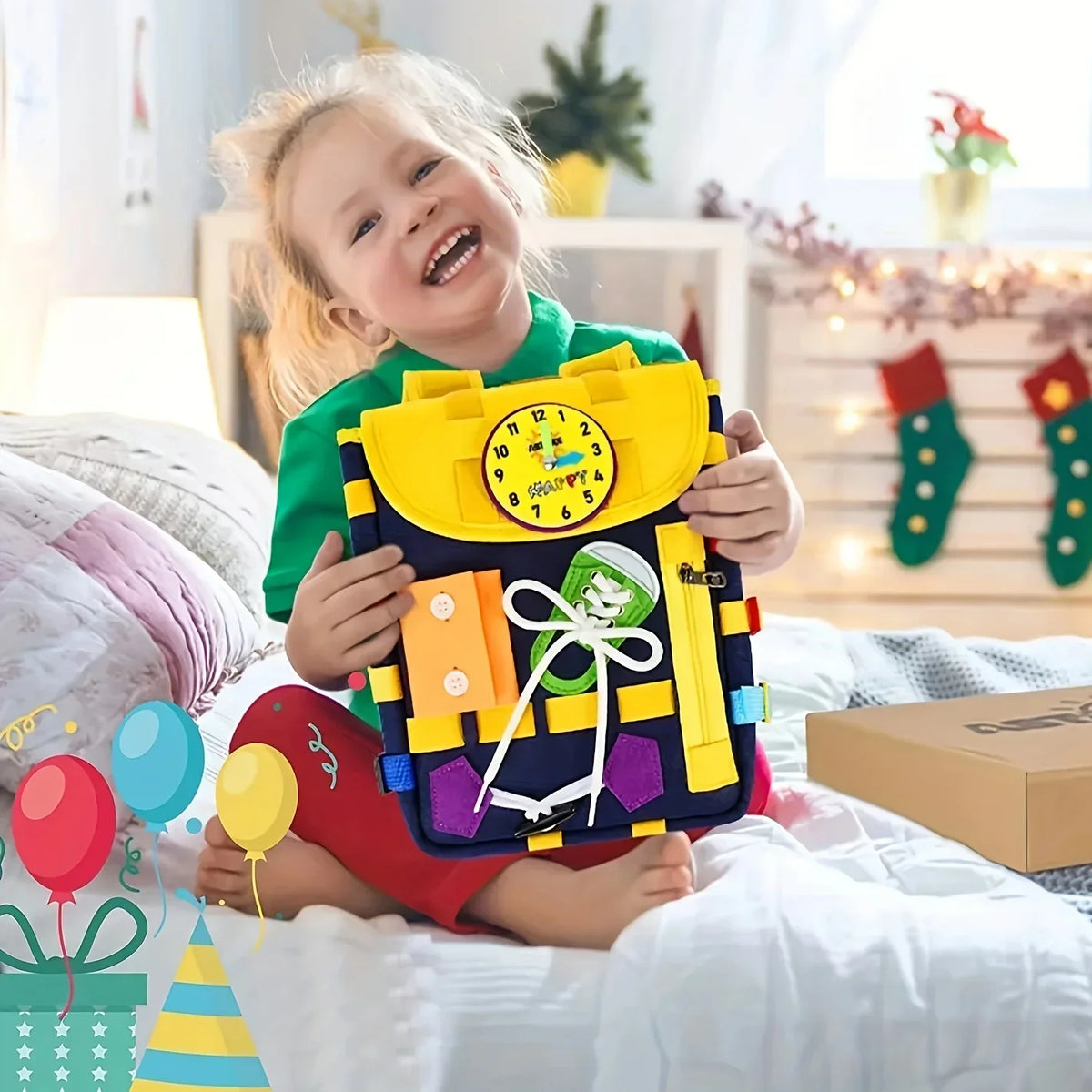 Develop Fine Motor Skills Basic Life Busy Board Toddler Backpack