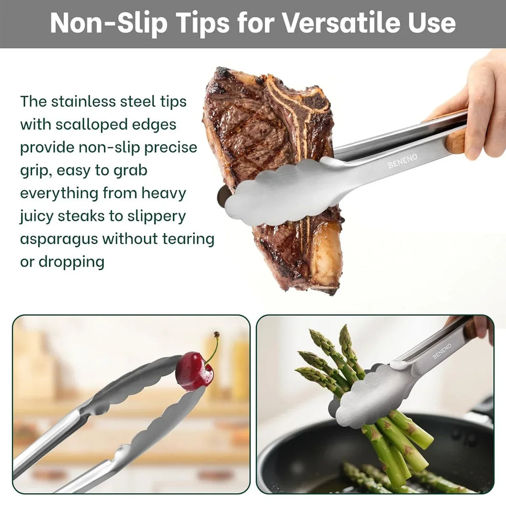 Leeseph Stainless Steel Food Tongs 7- Length Heavy Duty Kitchen