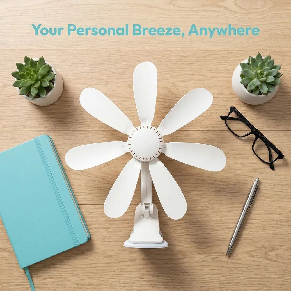 Portable Clip Fan – Hollow-Out Design, Powerful & Quiet