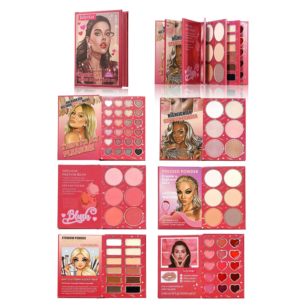 6-in-1 Makeup Palette Book – Eyeshadow, Blush & Lip Kit