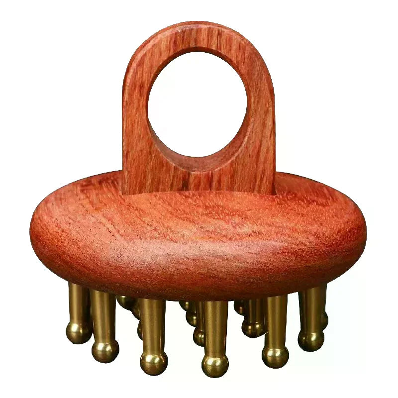Sandalwood Brass Meridian Scalp Massage Comb | Gua Sha Tool