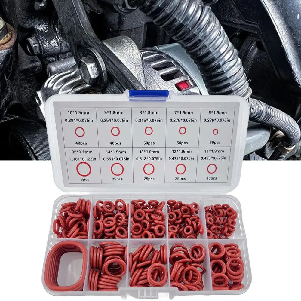 351pc Silicone O-Ring Set – 10 Sizes, Oil & Heat Resistant
