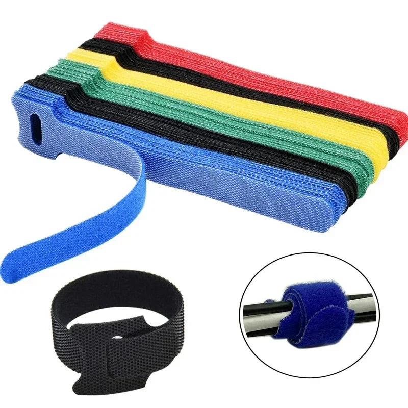 Self-Adhesive Hook & Loop Cable Ties 30pcs – Reusable Nylon