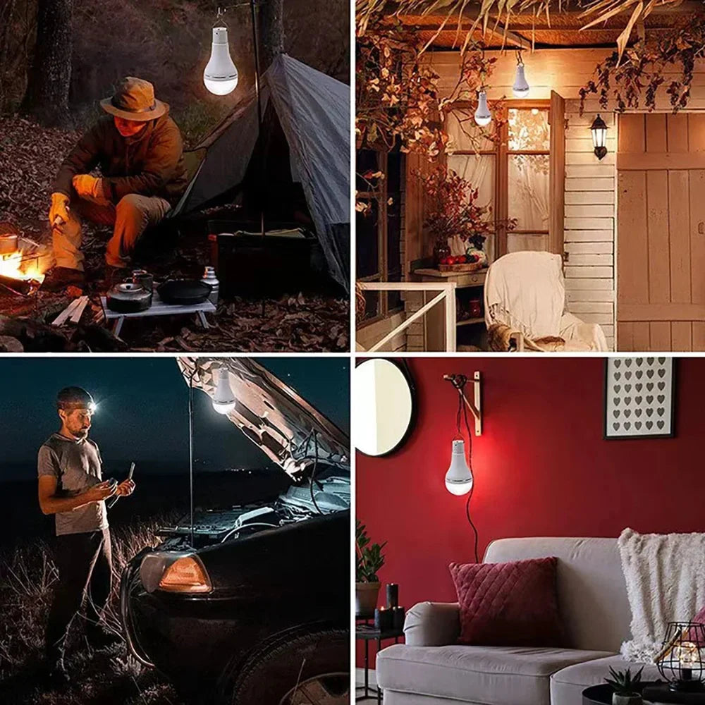 Solar LED Hanging Lamp – Waterproof Outdoor & Indoor Bulb Light