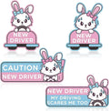 4-Pack Cartoon Cat New Driver Car Magnets | Reflective Safety Signs