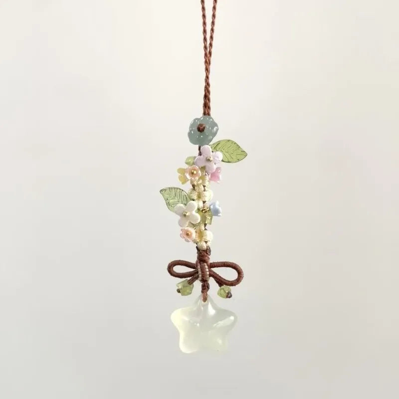 Chinese Ice Transparent Star Flower Pendant Sweet Cute Mobile Bag