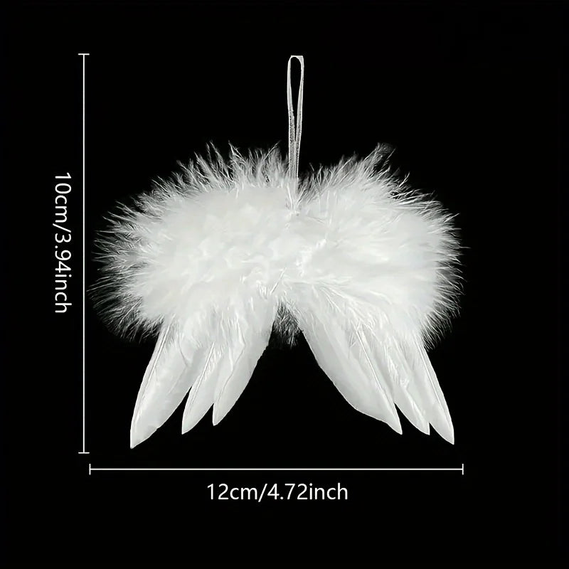 10 White Angel Wings Christmas Tree Ornaments | Feather Design