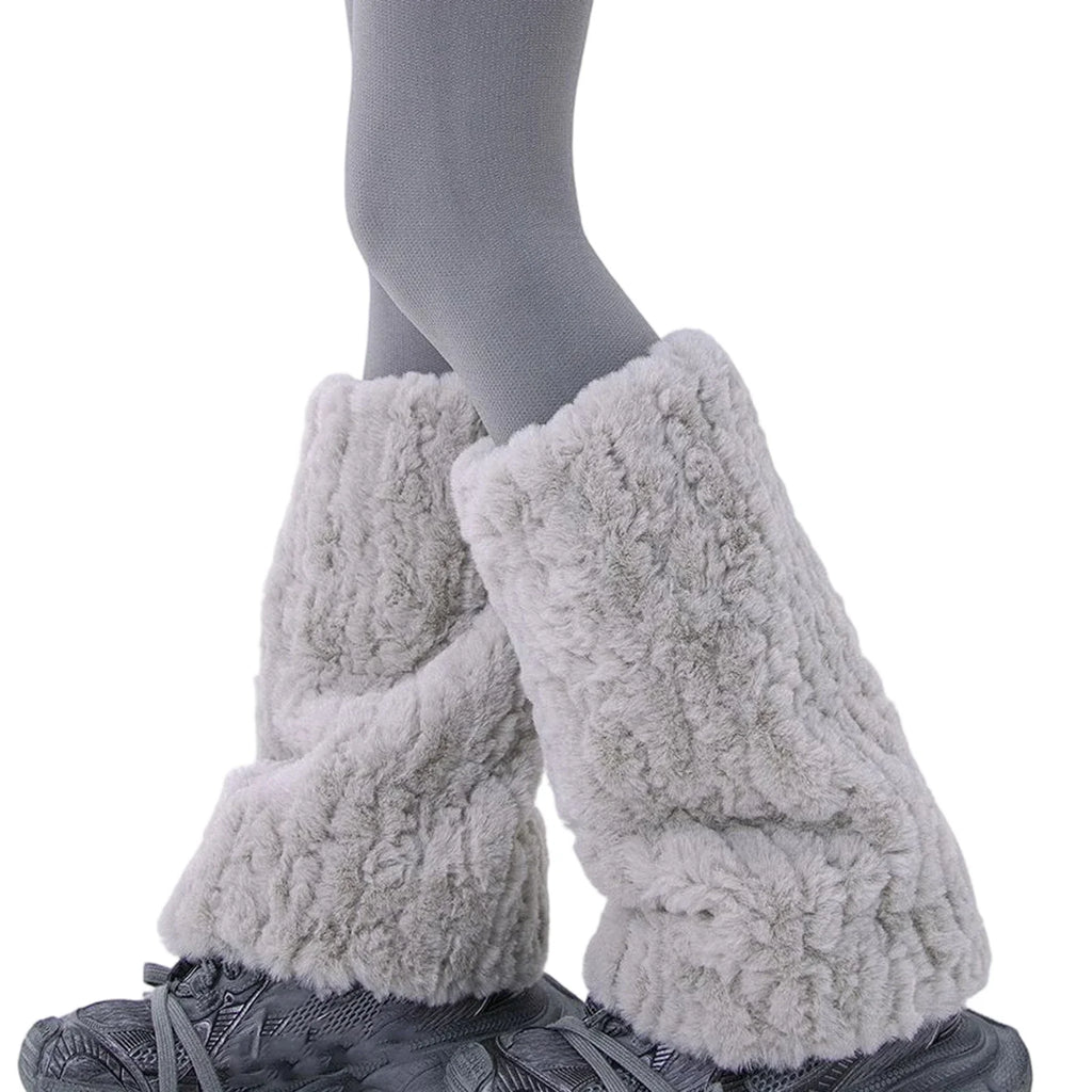 Women's Faux Fur Leg Warmers – Y2K Fluffy Boot Cuffs