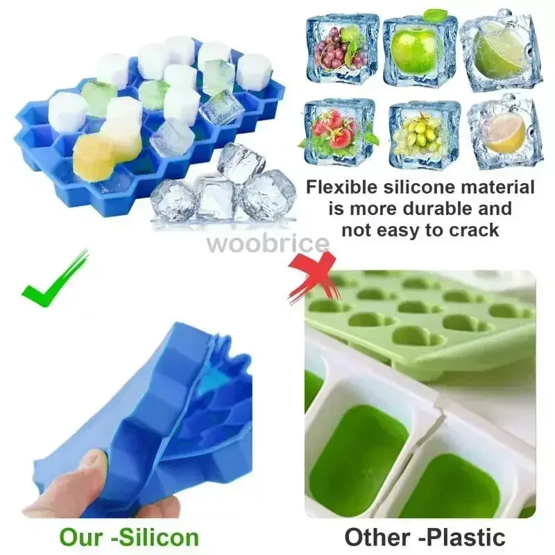 Silicone Honeycomb Ice Cube Tray – 37-Cavity BPA-Free Mold