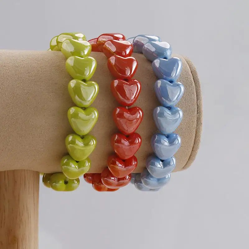 Colorful Heart Beaded Stretch Bracelet – Women's Fashion Jewelry
