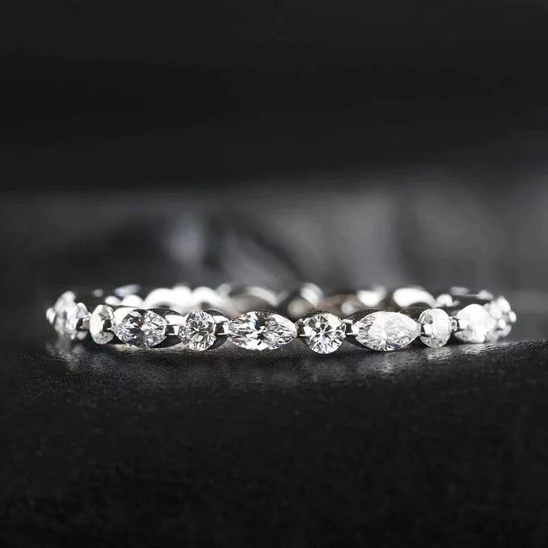 Huitan Marquise CZ Women's Ring – Thin Band Statement Jewelry