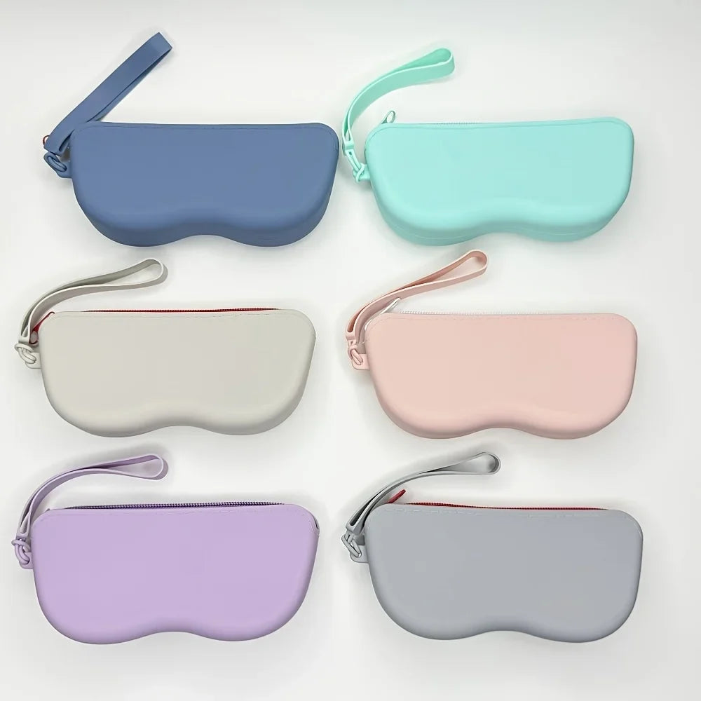 Portable Silicone Glasses Case Zipper Closure Minimalist Eyeglass