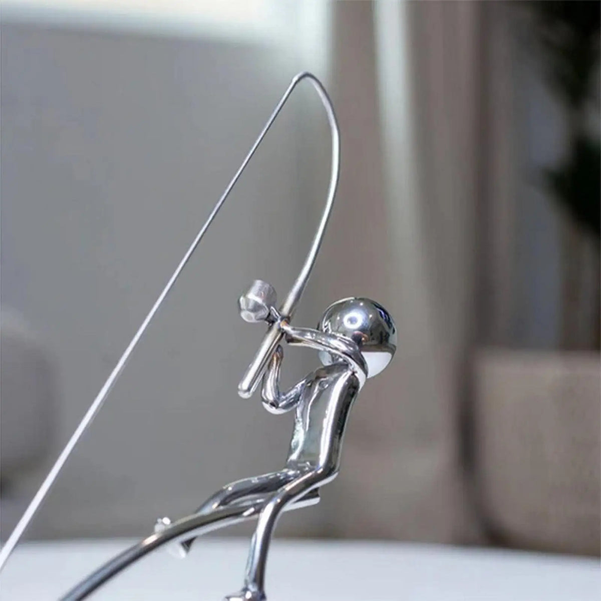 Fisherman Figurine Metal Fishing Sculpture Collectible Figurines Desk