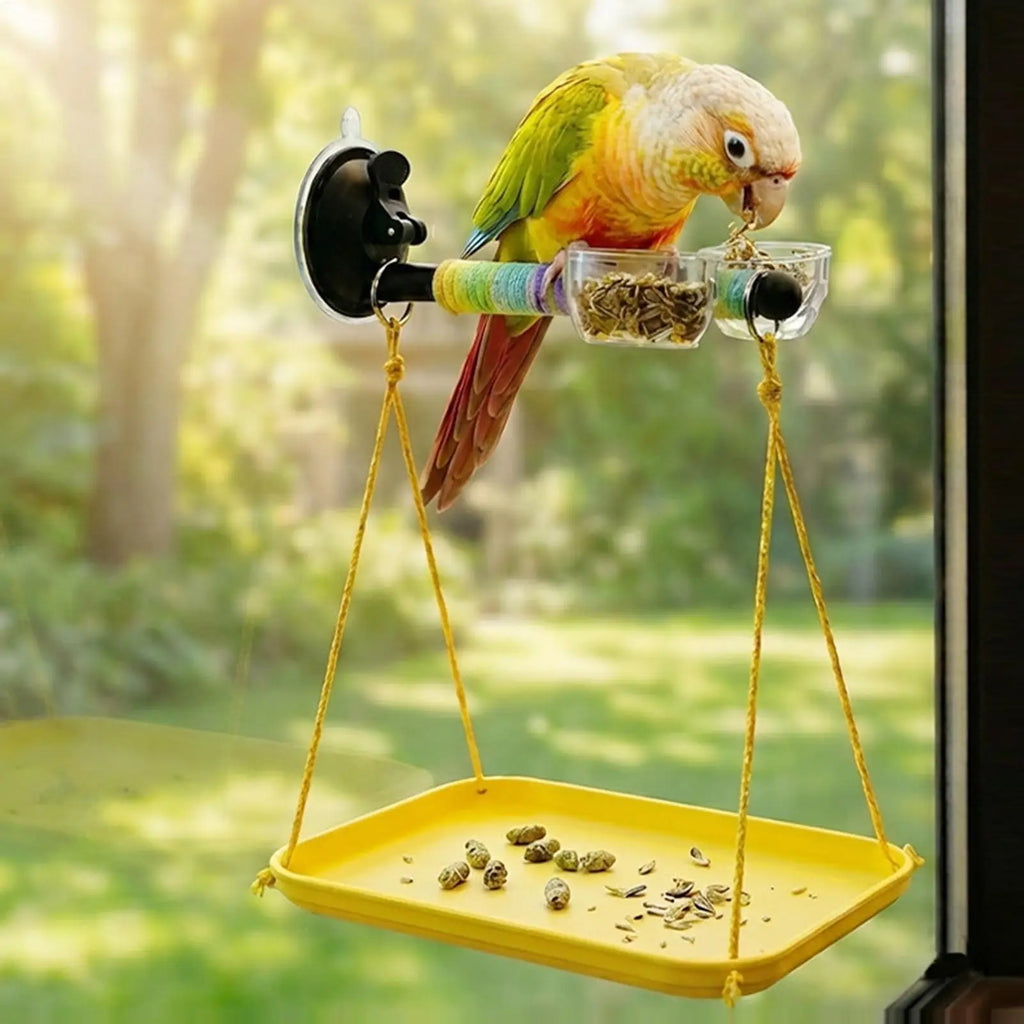 Bird Perch Stand Suction Cup Grinding Stick Window Toy Parakeet