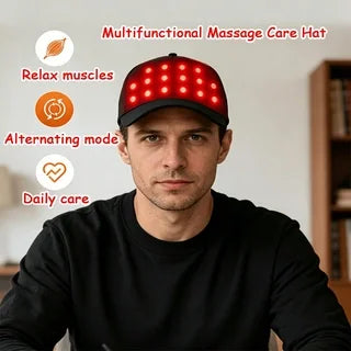 Head Massage Cap | Red & Blue Light, 4 Modes, Timer