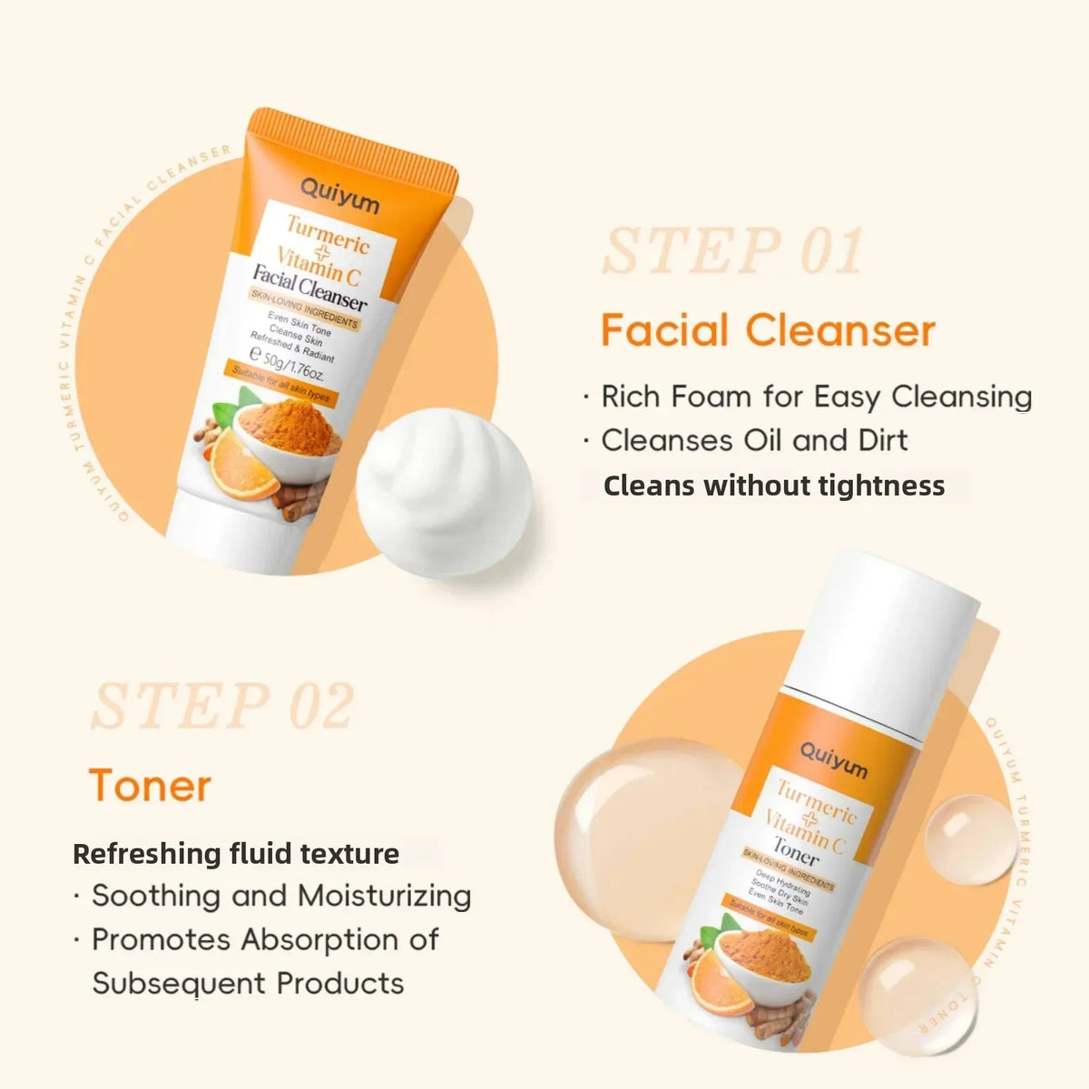 Vitamin C Turmeric 5-Piece Facial Skincare Set | Hydrate & Firm