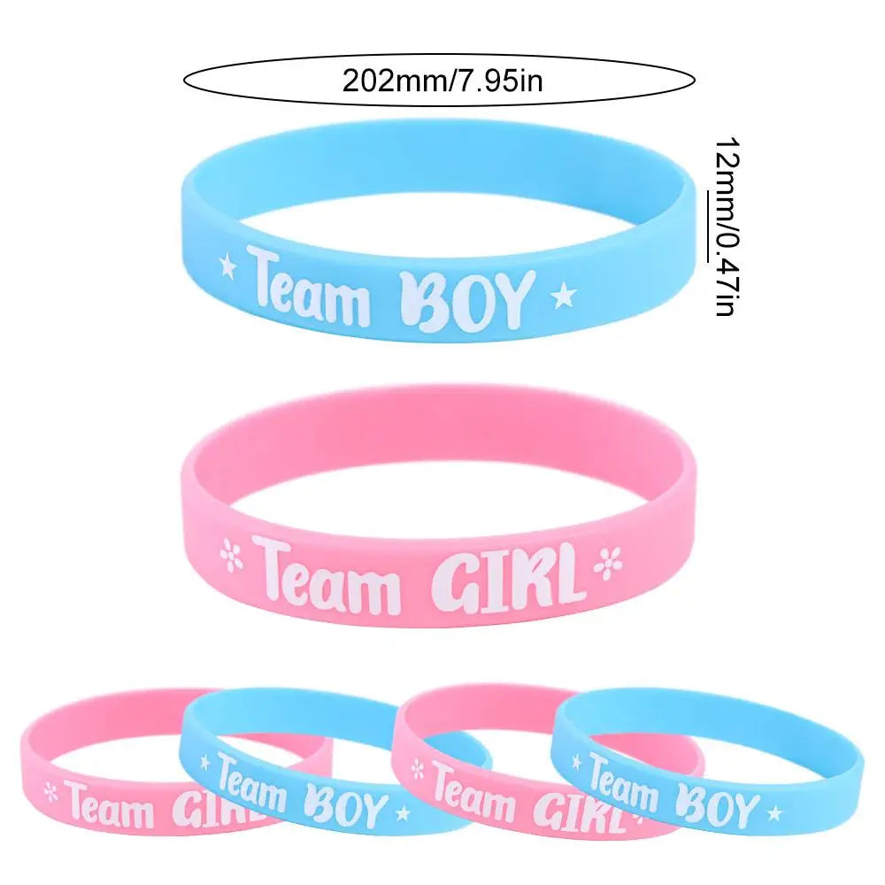 20pcs Gender Reveal Bracelets – Pink & Blue Silicone Wristbands