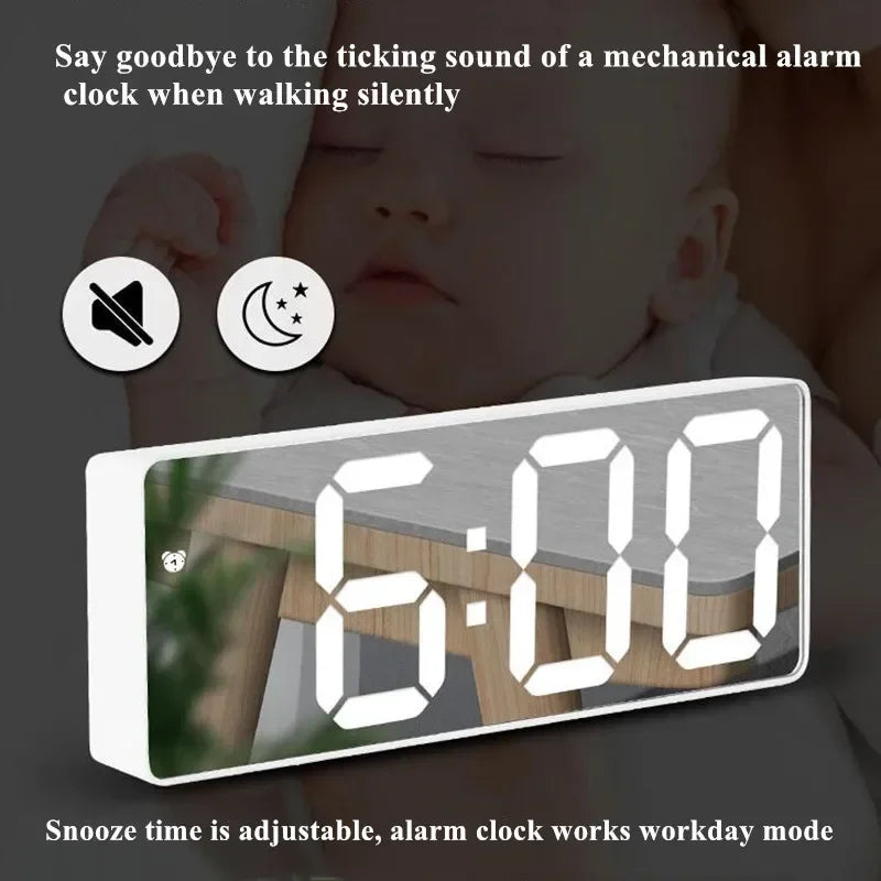 LED Digital Alarm Clock – Voice Control, Snooze & Night Mode
