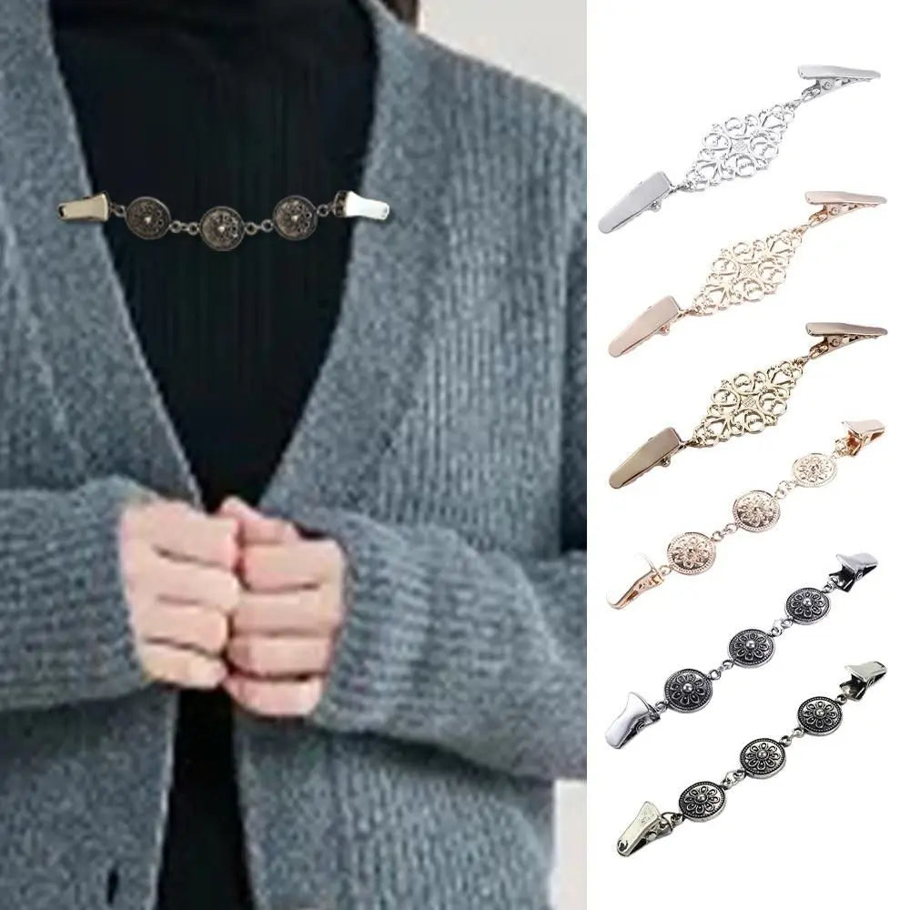 Retro Alloy Cardigan Clip | Vintage X-Shape Sweater Fastener