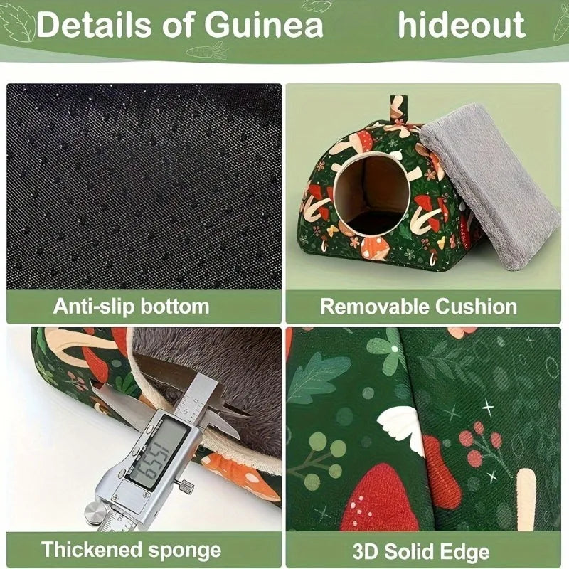 2-Piece Glitter Guinea Pig Hideout & Tunnel | Washable Pet Bed