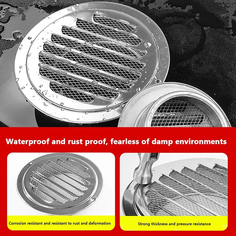 Round Stainless Steel Air Vent Grille | 70–150MM Wall Duct Cover