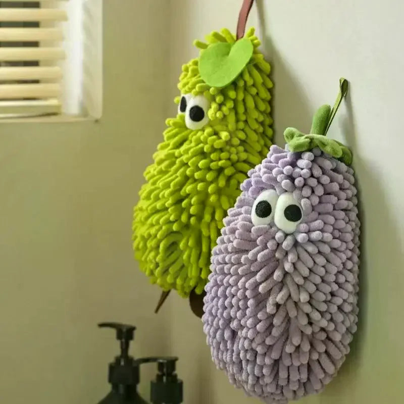 Chenille Hand Towel – Fruit Shaped Hanging Washcloth for Kitchen