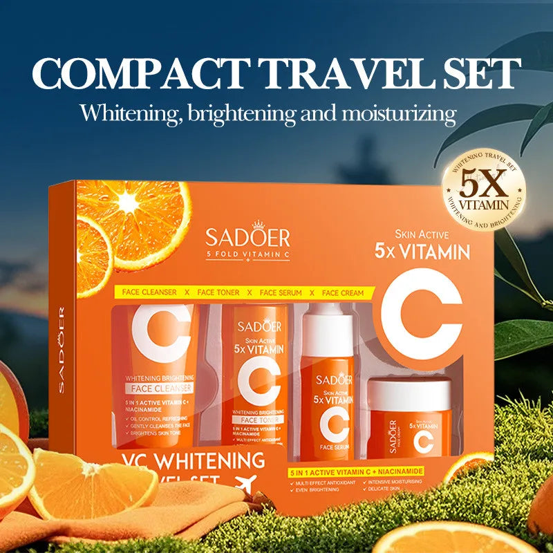 SADOER 5x Vitamin C Travel Skincare Set – 4-Piece Kit