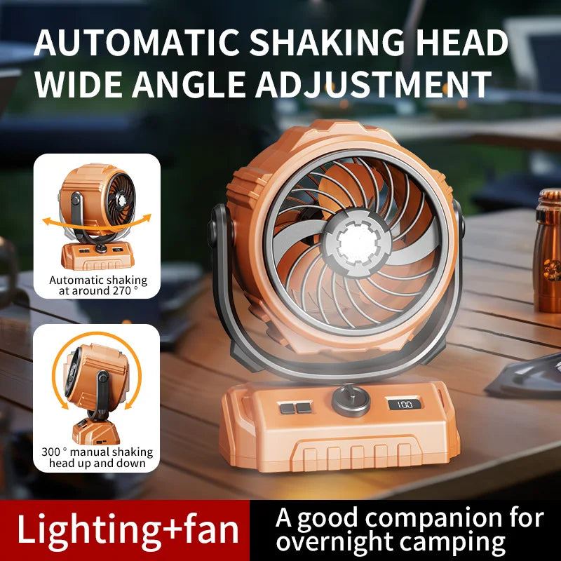 HOMEFISH 6" Rechargeable Camping Fan – 100-Speed & LED Light
