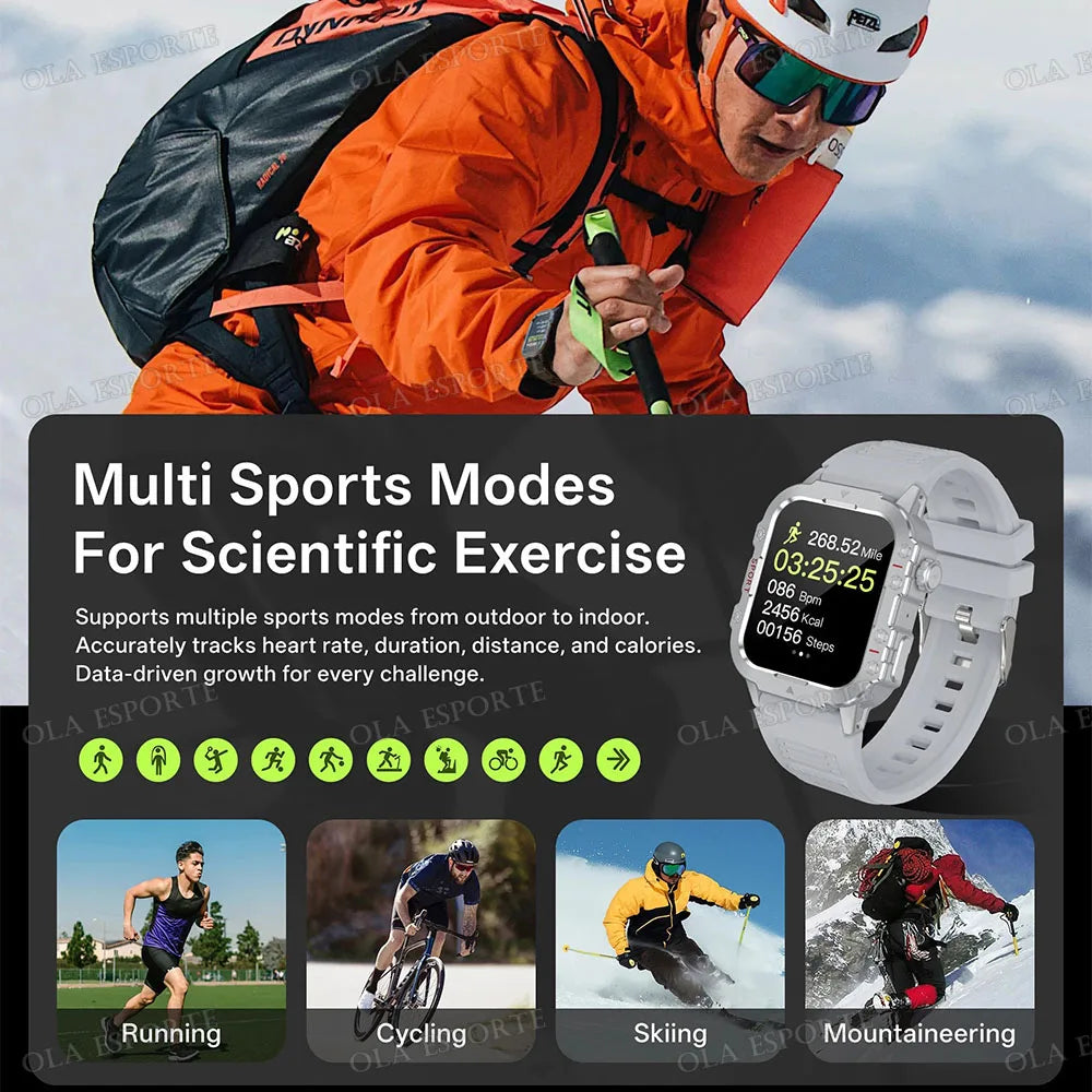 Military Sports Smartwatch | Flashlight, Calls, 3ATM Waterproof