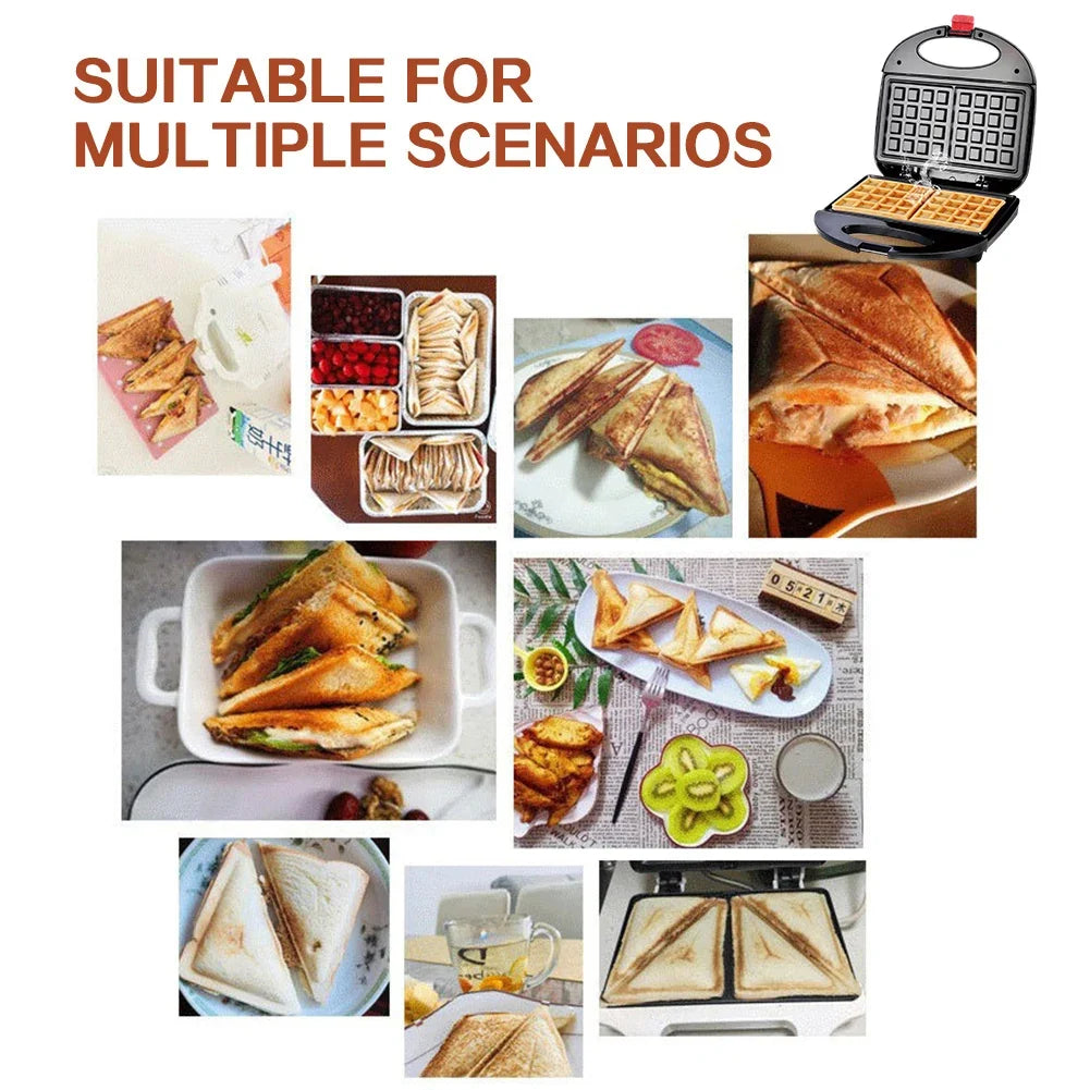 750W Non-Stick Sandwich & Waffle Maker Press | Countertop