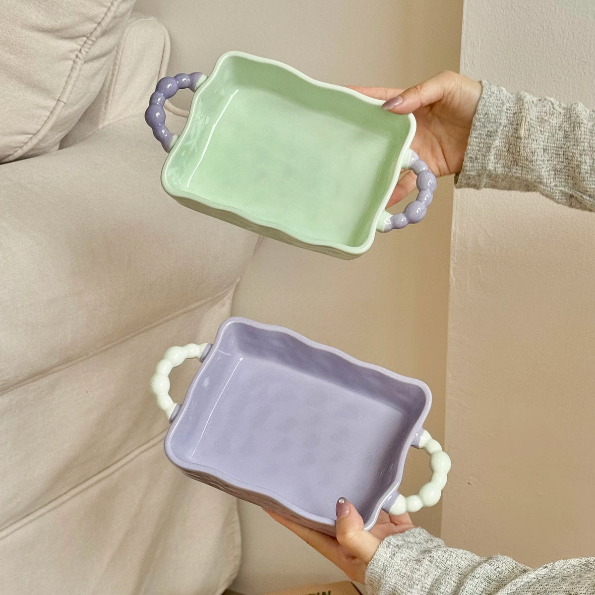 Ceramic Baking Bowl with Handles | Rectangular Oven Dish
