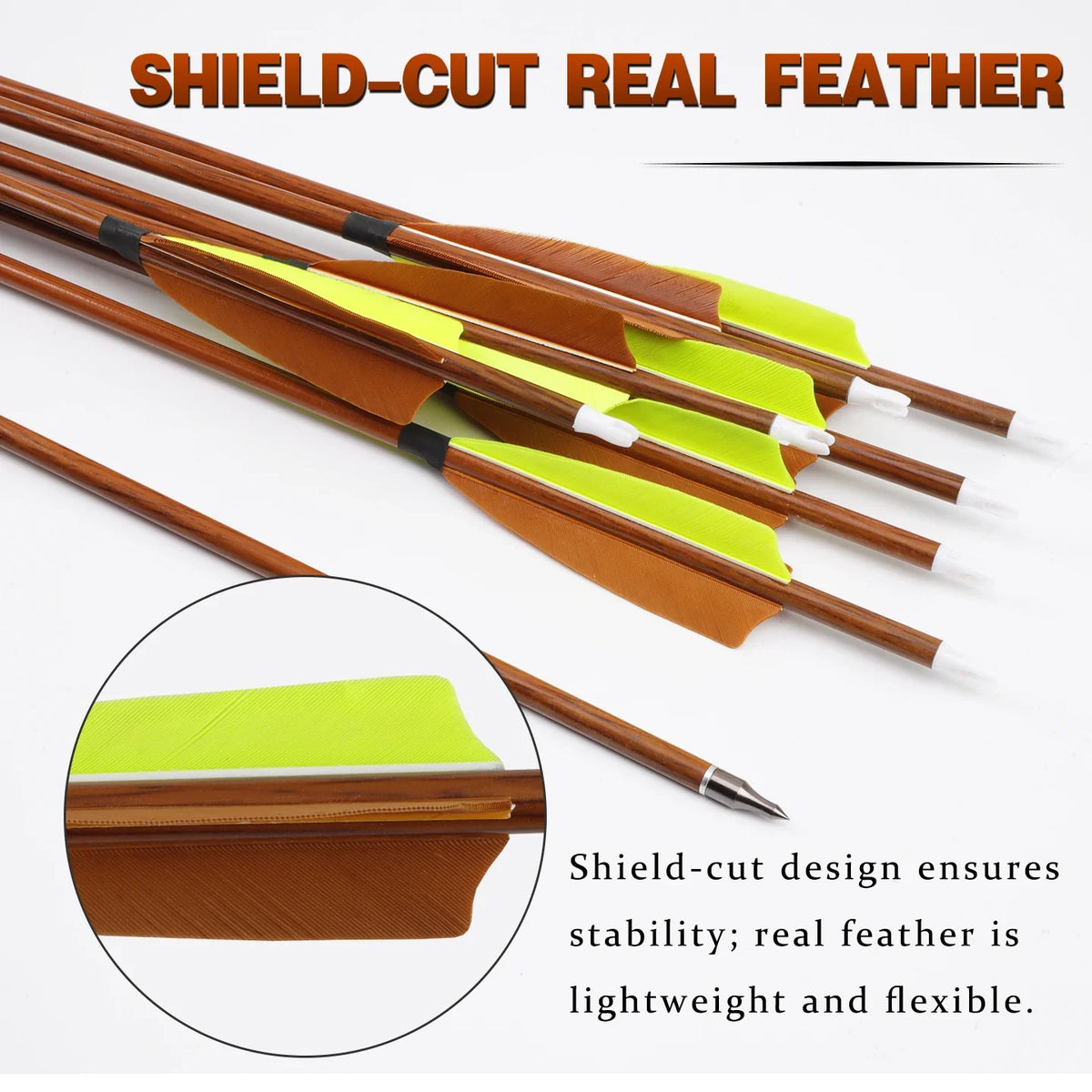 6 Wood Skin Mixed Carbon Arrows ID6 OD7 Field Archery Hunting