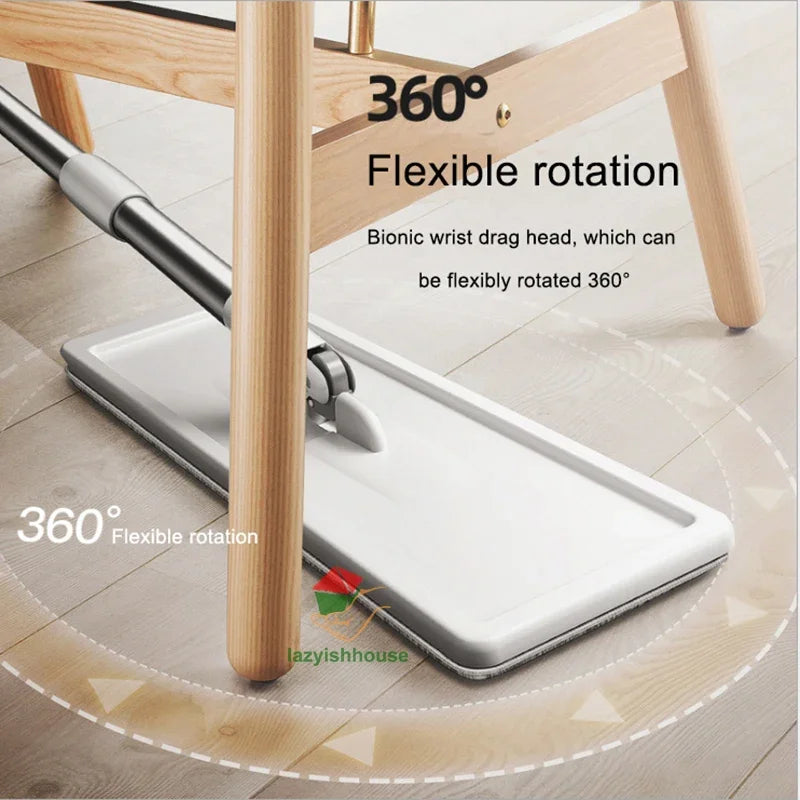 Flat Squeeze Mop with Bucket – 360° Rotating Microfiber