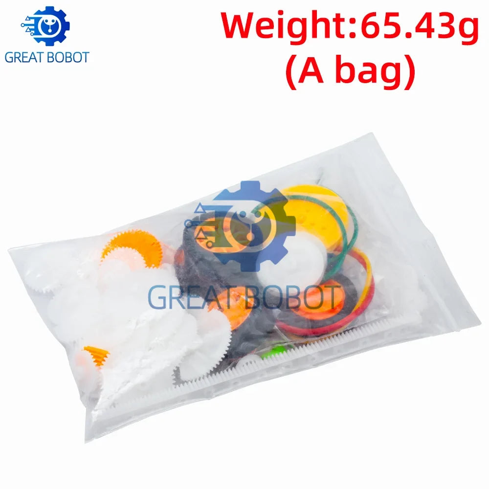 82PCS Toy Car Gear Kit – Motors, Gears, Axles & Belt Sleeves