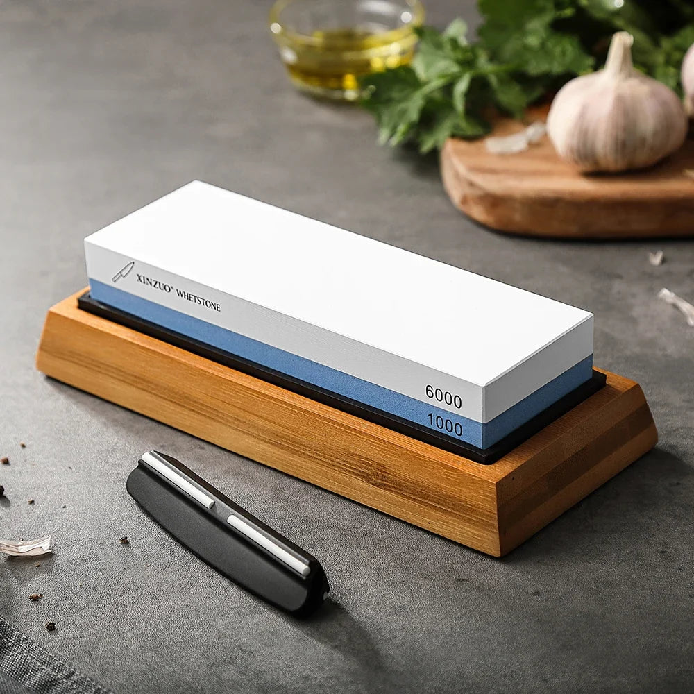 XINZUO 1000/6000 Grit Whetstone Knife Sharpener + Angle Guide
