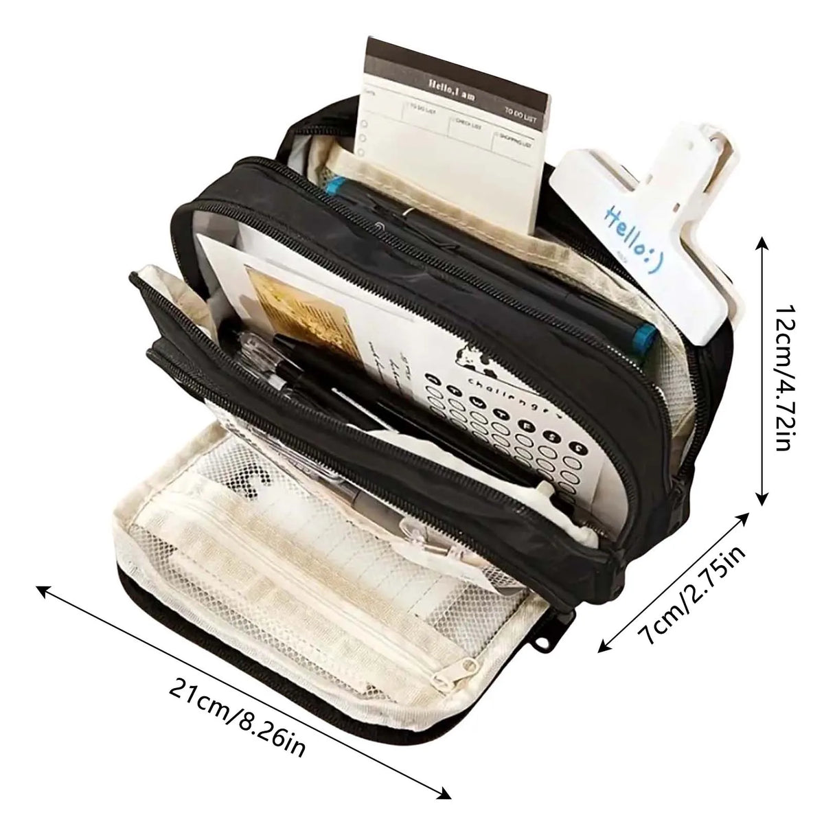 Three-Layer Zipper Pencil Case | Canvas Stationery Organizer