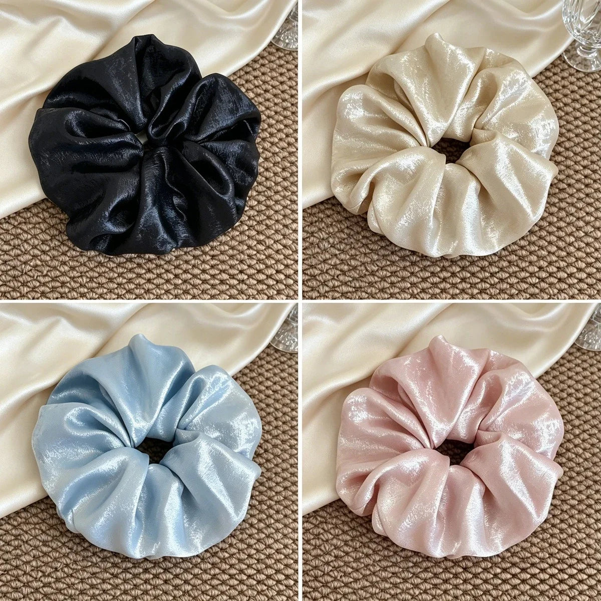 Korean Retro Large Scrunchies – Hair-Friendly Bands for Women