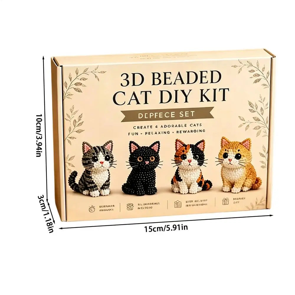 3D Cat DIY Beading Kit – Beginner Animal Bead Craft Set