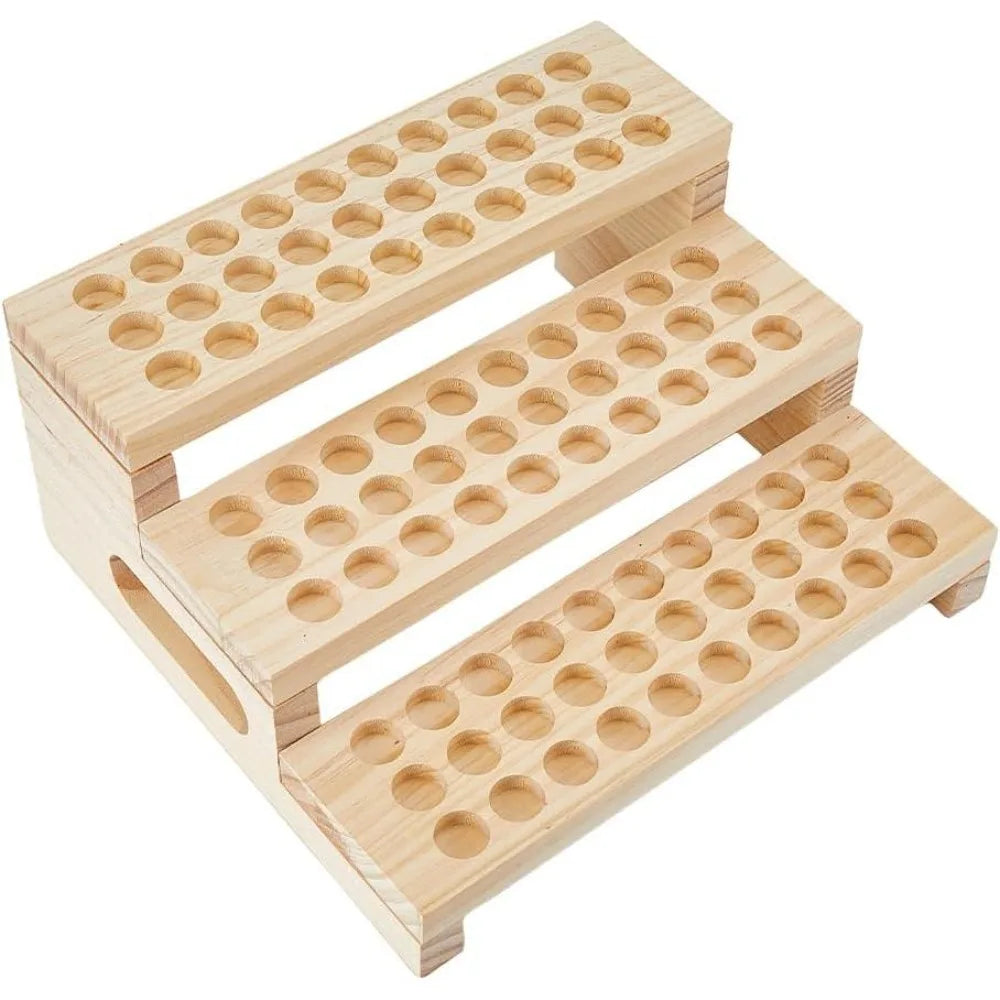 90-Slot Wooden Lipstick Holder | 3-Tier Display Organizer Rack