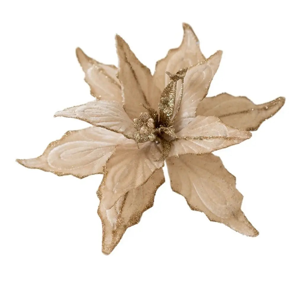 Glitter Poinsettia Artificial Christmas Flower Ornament 28cm